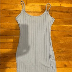 Shein Pastel Blue Women’s Lined Slit Cotton Mini Dress